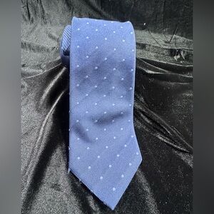 Faconnable 100% Silk Elegant Navy Blue Polka Dot Tie